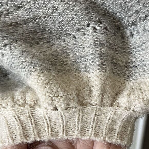 BNDI Revolve Pullover Sweater Size S Mohair Alpaca Balloon Sleeve Gray Cream - Picture 7 of 9